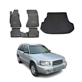 OMAC® - Classic 1st, 2nd Row & Cargo Black Floor Mat and Cargo Liner Set