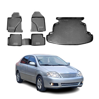 OMAC® - Classic 1st, 2nd Row & Cargo Black Floor Mat and Cargo Liner Set
