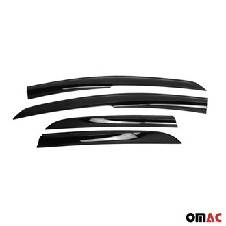 OMAC® - Tape-On Black Smoke Front and Rear Tape-On Window Visor Vent Rain Guard Deflector