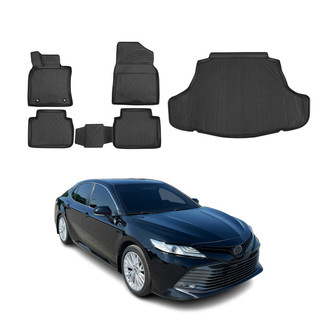 OMAC® - Classic 1st, 2nd Row & Cargo Black Floor Mat and Cargo Liner Set