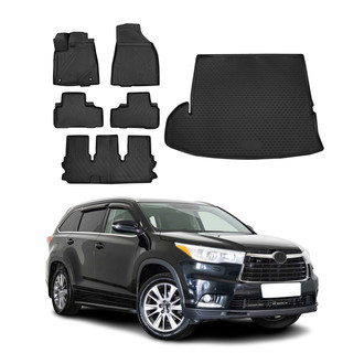 OMAC® - Classic 1st, 2nd Row & Cargo Black Floor Mat and Cargo Liner Set