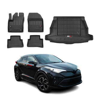 OMAC® - Premium 1st, 2nd Row & Cargo Black Floor Mat and Cargo Liner Set