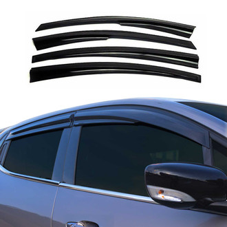 OMAC® - Tape-On Black Smoke Front and Rear Tape-On Window Visor Vent Rain Guard Deflector