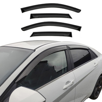OMAC® - Tape-On Black Smoke Front and Rear Tape-On Window Visor Vent Rain Guard Deflector