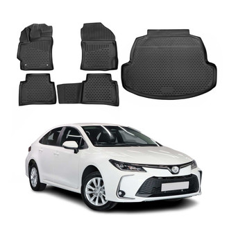 OMAC® - Classic 1st, 2nd Row & Cargo Black Floor Mat and Cargo Liner Set