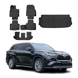 OMAC® - Classic 1st, 2nd Row & Cargo Black Floor Mat and Cargo Liner Set