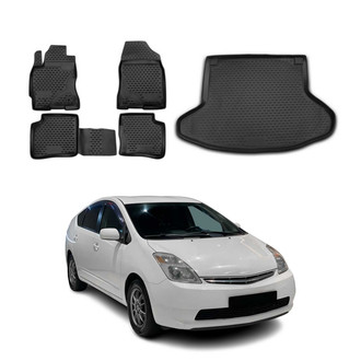 OMAC® - Classic 1st, 2nd Row & Cargo Black Floor Mat and Cargo Liner Set