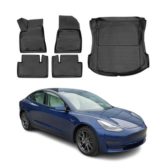 OMAC® - Classic 1st, 2nd Row & Cargo Black Floor Mat and Cargo Liner Set