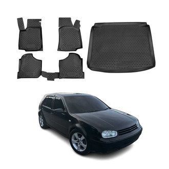 OMAC® - Classic 1st, 2nd Row & Cargo Black Floor Mat and Cargo Liner Set