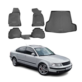 OMAC® - Classic 1st, 2nd Row & Cargo Black Floor Mat and Cargo Liner Set