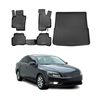 OMAC® - Classic 1st, 2nd Row & Cargo Black Floor Mat and Cargo Liner Set
