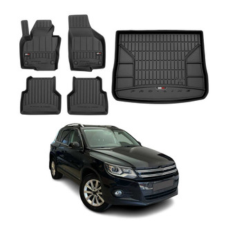 OMAC® - Premium 1st, 2nd Row & Cargo Black Floor Mat and Cargo Liner Set