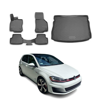 OMAC® - Classic 1st, 2nd Row & Cargo Black Floor Mat and Cargo Liner Set