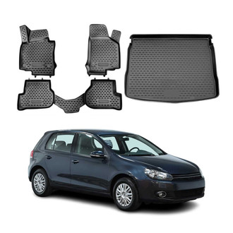 OMAC® - Classic 1st, 2nd Row & Cargo Black Floor Mat and Cargo Liner Set