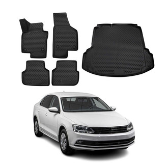 OMAC® - Classic 1st, 2nd Row & Cargo Black Floor Mat and Cargo Liner Set