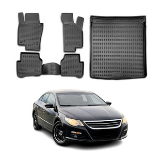OMAC® - Classic 1st, 2nd Row & Cargo Black Floor Mat and Cargo Liner Set
