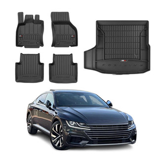 OMAC® - Premium 1st, 2nd Row & Cargo Black Floor Mat and Cargo Liner Set
