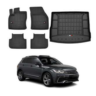 OMAC® - Premium 1st, 2nd Row & Cargo Black Floor Mat and Cargo Liner Set