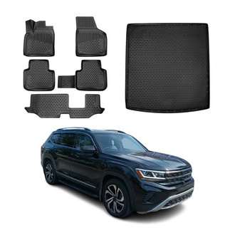 OMAC® - Classic 1st, 2nd Row & Cargo Black Floor Mat and Cargo Liner Set