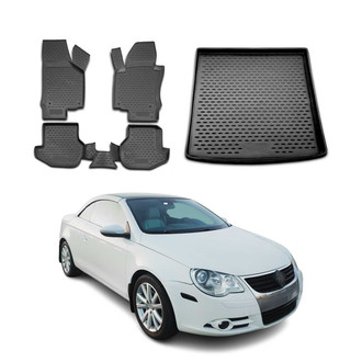 OMAC® - Classic 1st, 2nd Row & Cargo Black Floor Mat and Cargo Liner Set