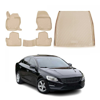 OMAC® - Classic 1st, 2nd Row & Cargo Beige Floor Mat and Cargo Liner Set