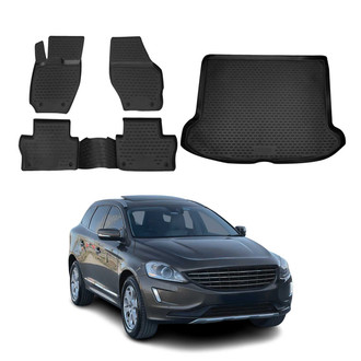 OMAC® - Classic 1st, 2nd Row & Cargo Black Floor Mat and Cargo Liner Set