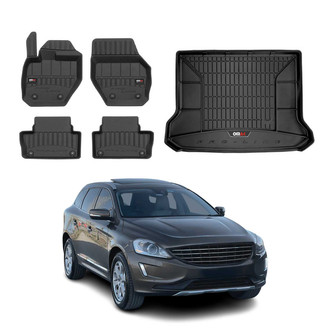 OMAC® - Premium 1st, 2nd Row & Cargo Black Floor Mat and Cargo Liner Set