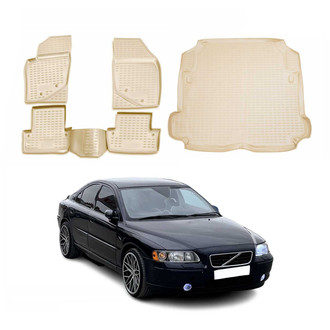 OMAC® - Classic 1st, 2nd Row & Cargo Beige Floor Mat and Cargo Liner Set