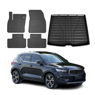 OMAC® - Classic 1st, 2nd Row & Cargo Black Floor Mat and Cargo Liner Set