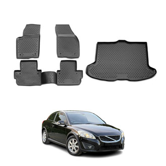 OMAC® - Classic 1st, 2nd Row & Cargo Black Floor Mat and Cargo Liner Set