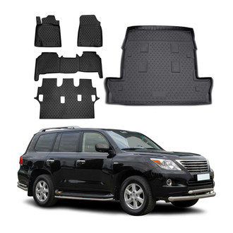 OMAC® - Classic 1st, 2nd Row & Cargo Black Floor Mat and Cargo Liner Set