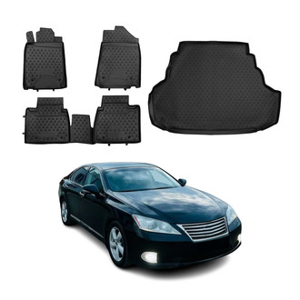 OMAC® - Classic 1st, 2nd Row & Cargo Black Floor Mat and Cargo Liner Set