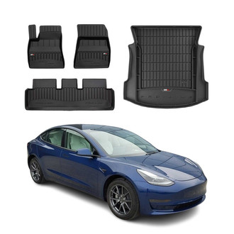 OMAC® - Premium 1st, 2nd Row & Cargo Black Floor Mat and Cargo Liner Set