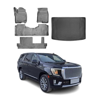 OMAC® - Basic Semi-Custom 1st, 2nd Row & Cargo Black Floor Mat and Cargo Liner Set