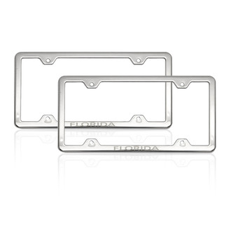 OMAC® - Chrome License Plate Frame Set with Florida Logo