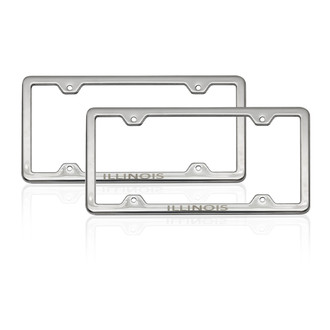 OMAC® - Chrome License Plate Frame Set with Illinois Logo