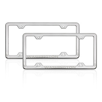 OMAC® - Chrome License Plate Frame Set with Washington Logo