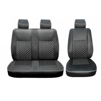 OMAC® - Black & White Leather 1st Row Black & White Seat Covers