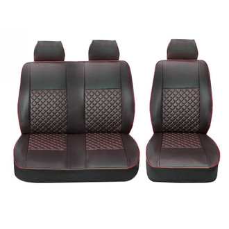 OMAC® - Black & Red Leather 1st Row Black & Red Seat Covers