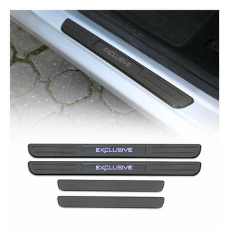 OMAC® - Illuminated Brushed Black Door Sill Covers with Exclusive Logo
