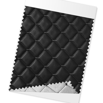 OMAC® - Embossed Black Faux Leather Lining Black Diamond Stitch Car Seat Upholstery