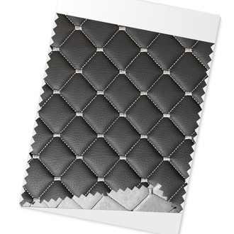 OMAC® - Embossed Gray Faux Leather Lining Silver Stitch Car Seat Upholstery