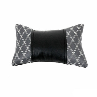 OMAC® - Car Seat Neck Pillow, PU Leather Black and Red Stitches