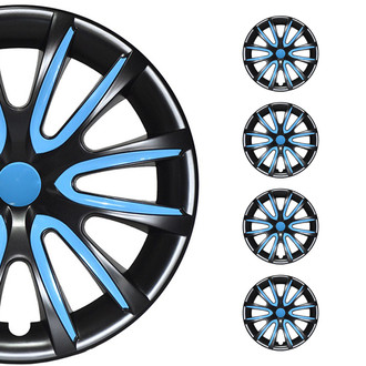 OMAC® - 15" Black with Blue Hub Caps Wheel Covers