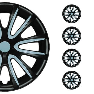 OMAC® - 14" Black with Blue Hub Caps Wheel Covers