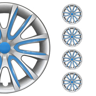 OMAC® - 14" Gray with Blue Hub Caps Wheel Covers