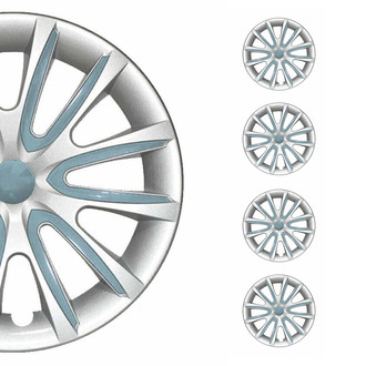 OMAC® - 14" Silver with Blue Hub Caps Wheel Covers