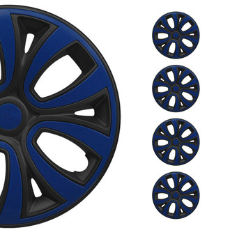 OMAC® - 14" Matt Black and Dark Blue Hub Caps Wheel Covers