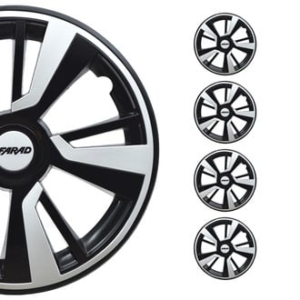 OMAC® - 14" Black with White Hub Caps Wheel Covers