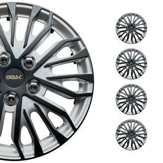 OMAC® - 16" Silver Matt Black Wheel Covers
